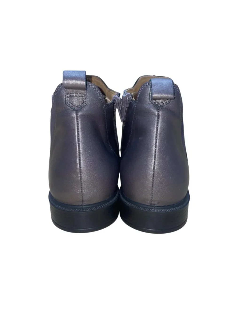 Hotter Women’s Metallic Gray Leather York Ankle Boots Size 8.5